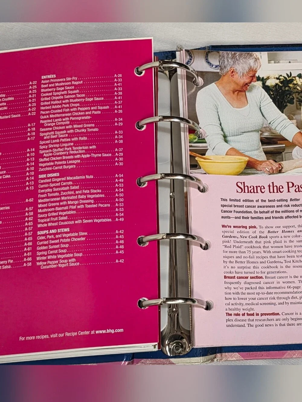 Better Homes And Gardens Cookbook 2005 Pink Ribbon Breast Cancer Binder Edition